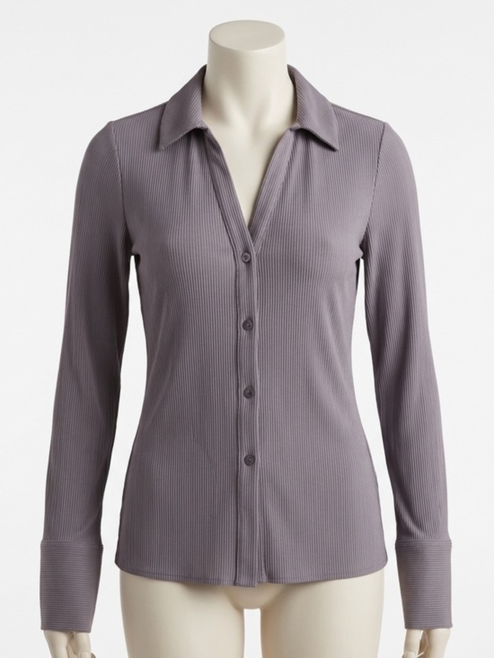 JASON WU Ribbed Gray Button Down Shirt, Size Medium.